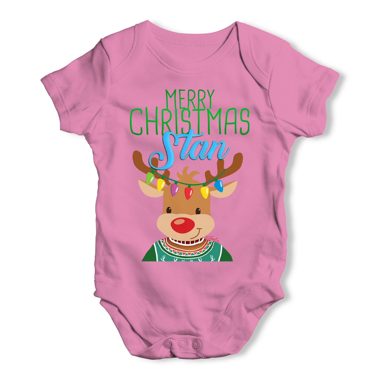 Personalised Christmas Reindeer Sweater Baby Grow Bodysuit