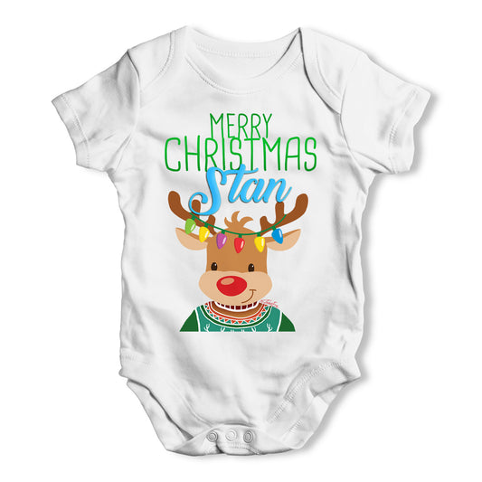 Personalised Christmas Reindeer Sweater Baby Grow Bodysuit