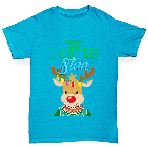 Personalised Christmas Reindeer Sweater Boy's T-Shirt