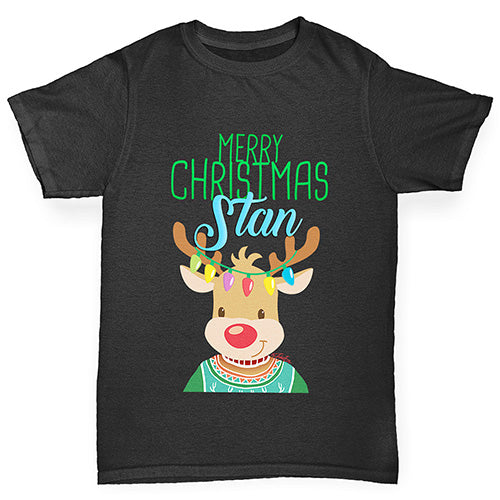 Personalised Christmas Reindeer Sweater Boy's T-Shirt