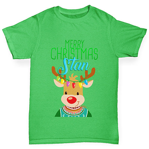 Personalised Christmas Reindeer Sweater Boy's T-Shirt