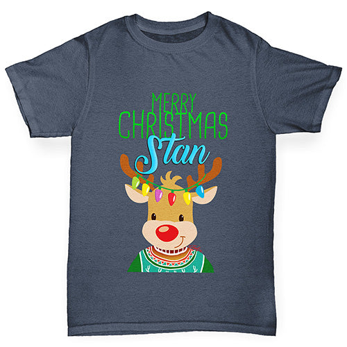 Personalised Christmas Reindeer Sweater Boy's T-Shirt
