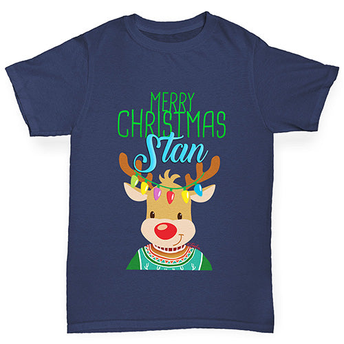 Personalised Christmas Reindeer Sweater Boy's T-Shirt