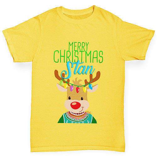 Personalised Christmas Reindeer Sweater Boy's T-Shirt