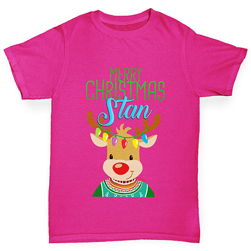 Personalised Christmas Reindeer Sweater Girl's T-Shirt 