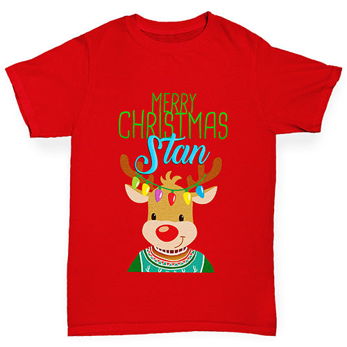 Personalised Christmas Reindeer Sweater Girl's T-Shirt 