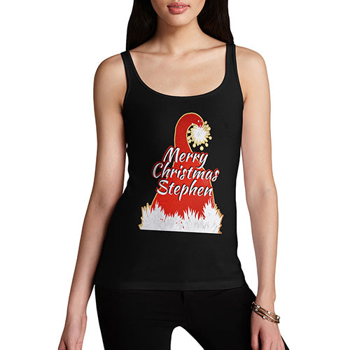 Personalised Merry Christmas Santa Hat Women's Tank Top