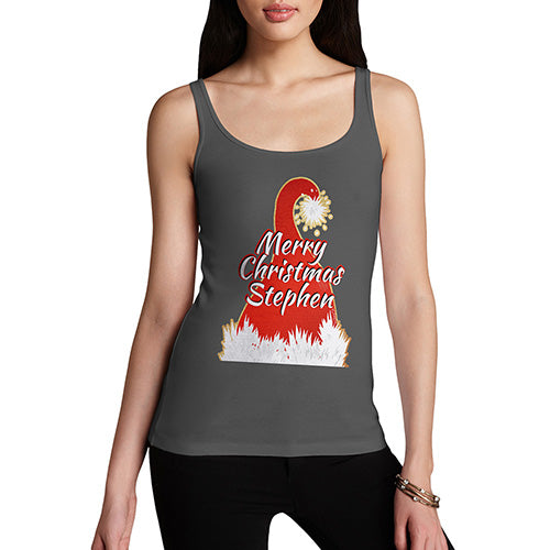 Personalised Merry Christmas Santa Hat Women's Tank Top