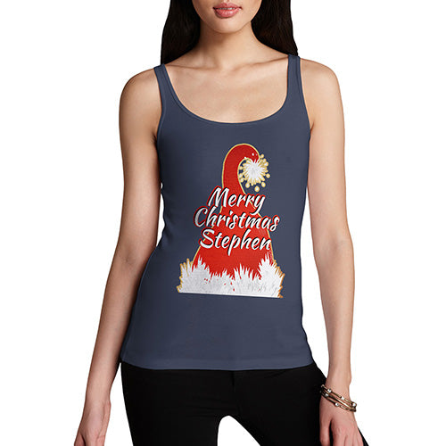 Personalised Merry Christmas Santa Hat Women's Tank Top