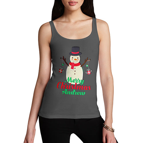 Personalised Merry Christmas Snowman Baubles Women's Tank Top