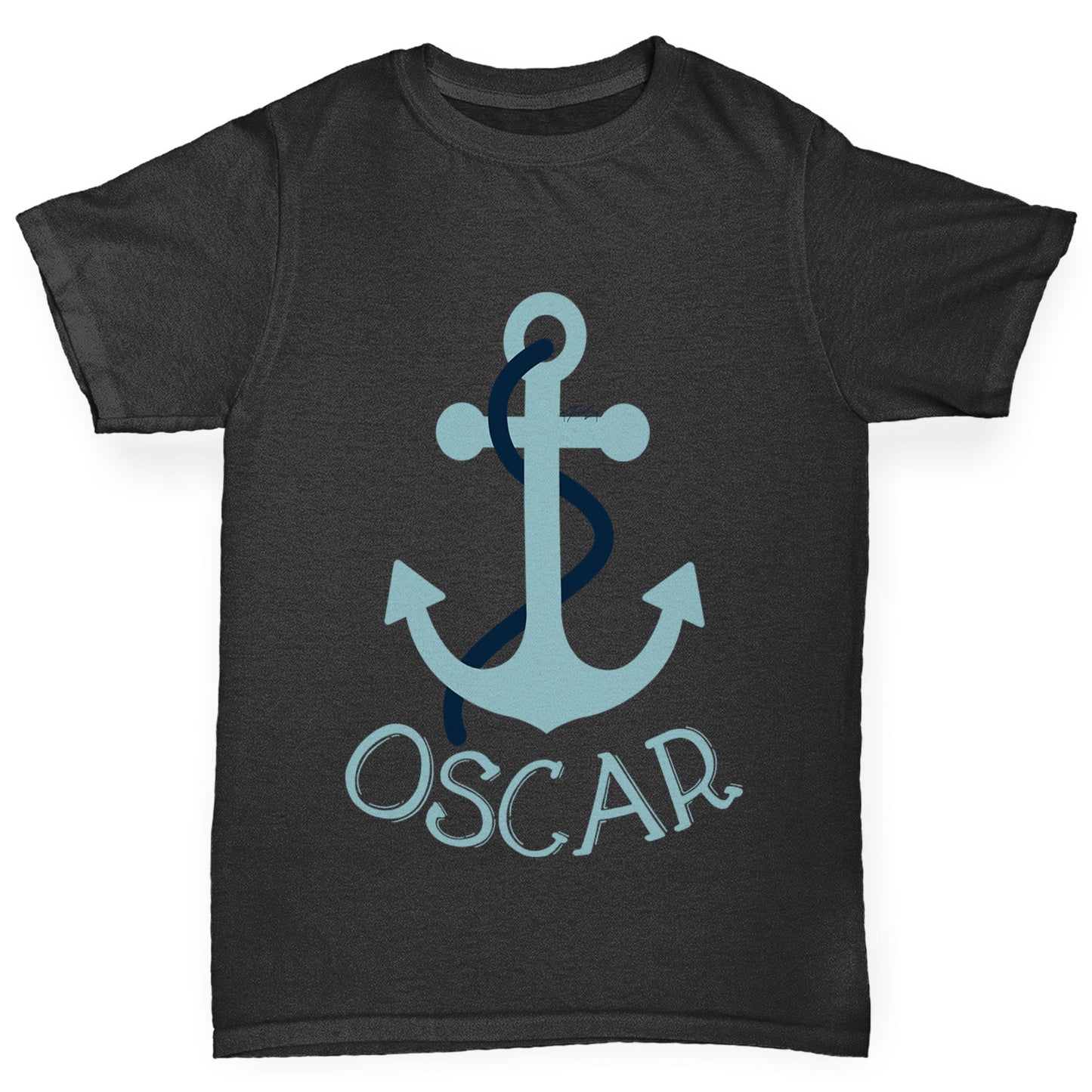 Personalised Blue Anchor Girl's T-Shirt