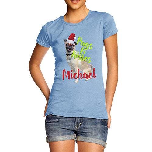 Personalised Christmas Pugs And Kisses Women's T-Shirt 