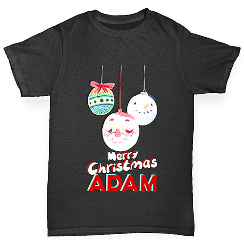 Personalised Christmas Santa Baubles Girl's T-Shirt 