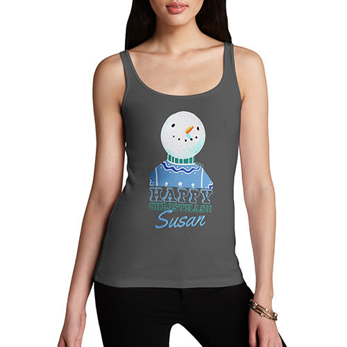 Personalised Christmas Snowman Jumper Women's Tank Top