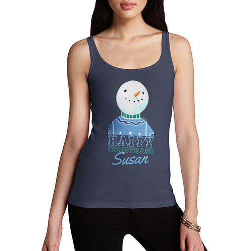 Personalised Christmas Snowman Jumper Women's Tank Top