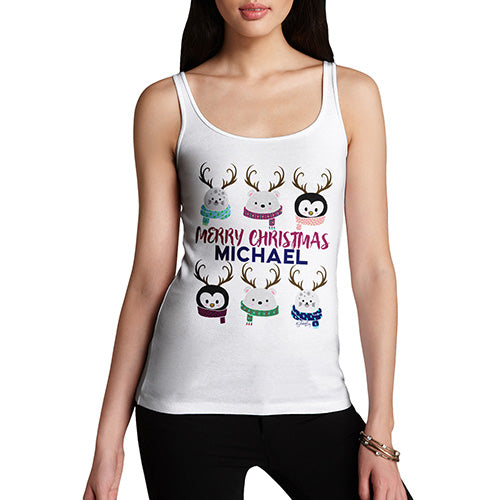 Personalised Cute Christmas Animals Women's Tank Top