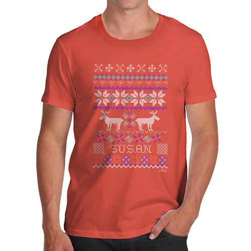 Personalised Moose Ugly Christmas Jumper Men's T-Shirt