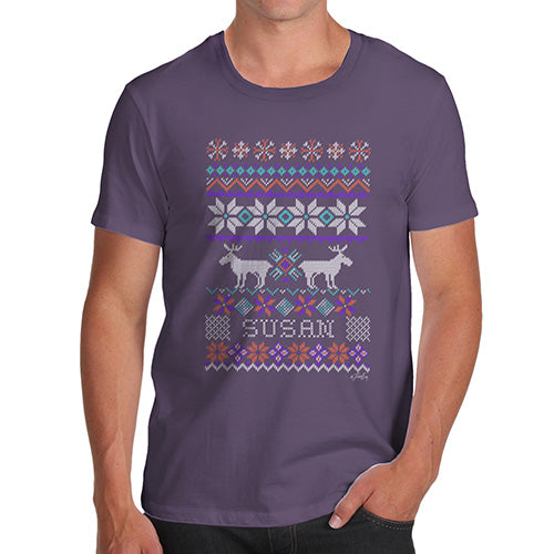Personalised Moose Ugly Christmas Jumper Men's T-Shirt