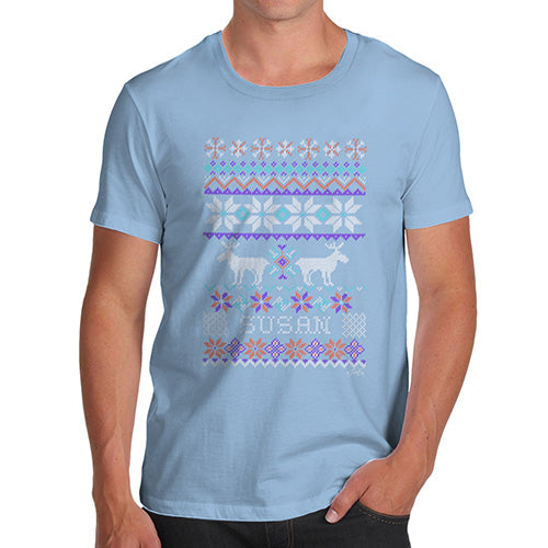 Personalised Moose Ugly Christmas Jumper Men's T-Shirt