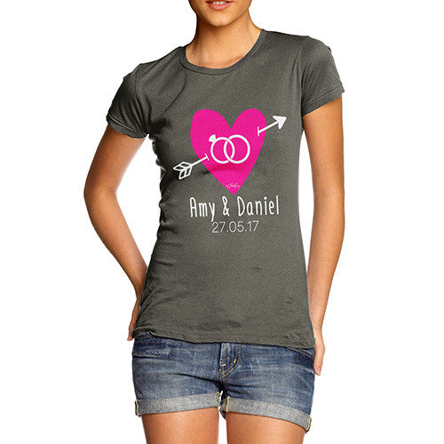 Personalised Couples Name Cupid's Heart Women's T-Shirt 