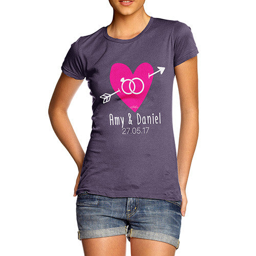 Personalised Couples Name Cupid's Heart Women's T-Shirt 