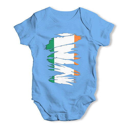 Irish Flag Ripped Fabric Baby Unisex Baby Grow Bodysuit