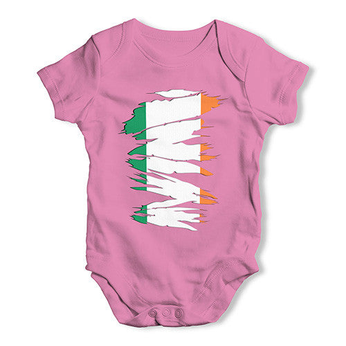 Irish Flag Ripped Fabric Baby Unisex Baby Grow Bodysuit