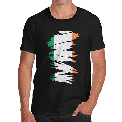 Irish Flag Ripped Fabric Men's T-Shirt