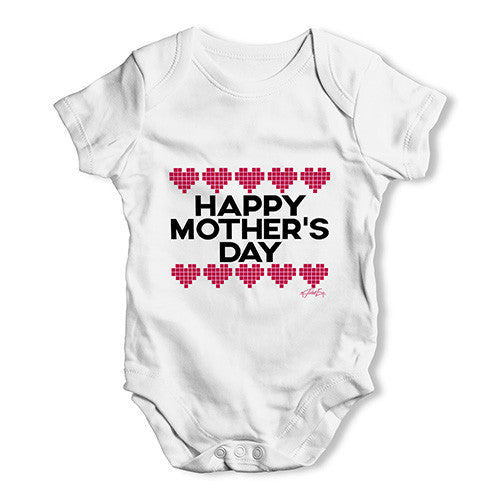 Mother's Day Pixel Hearts Baby Unisex Baby Grow Bodysuit