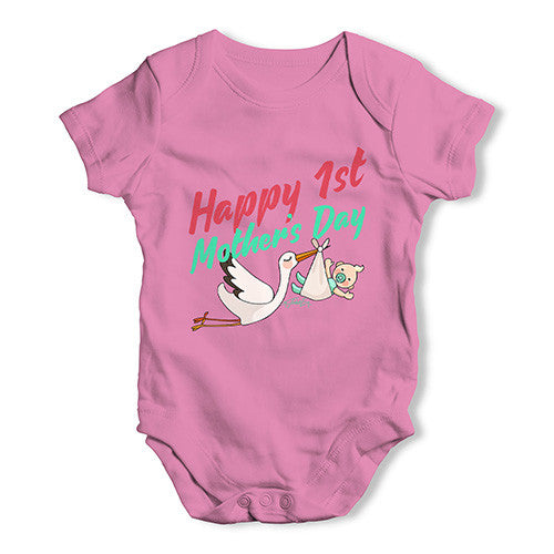 Happy 1st Mother's Day Stork Baby Unisex Baby Grow Bodysuit
