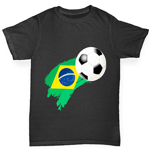 Brazil Football Flag Paint Splat Boy's T-Shirt