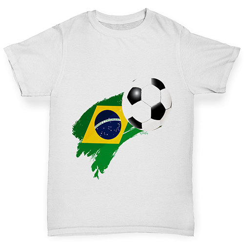 Brazil Football Flag Paint Splat Boy's T-Shirt