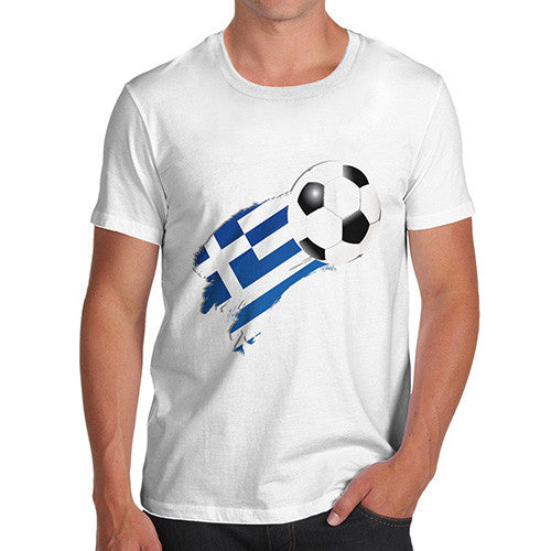 Greece Football Flag Paint Splat Men's T-Shirt