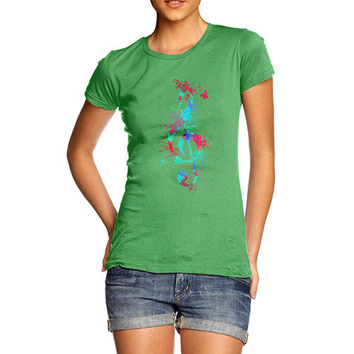 Treble Clef Paint Splats Women's  T-Shirt 