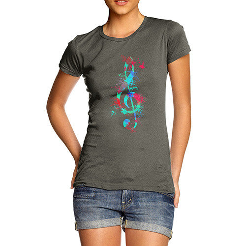 Treble Clef Paint Splats Women's  T-Shirt 