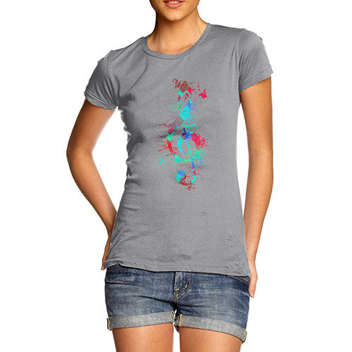 Treble Clef Paint Splats Women's  T-Shirt 