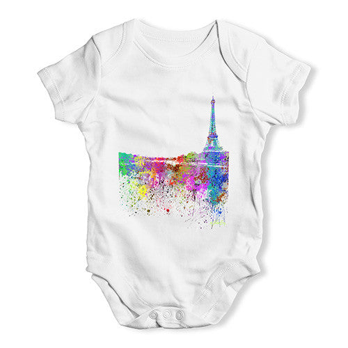 Paris Skyline Ink Splats Baby Unisex Baby Grow Bodysuit