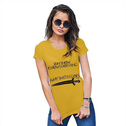 Personalised Knows Nothing Women's T-Shirt 