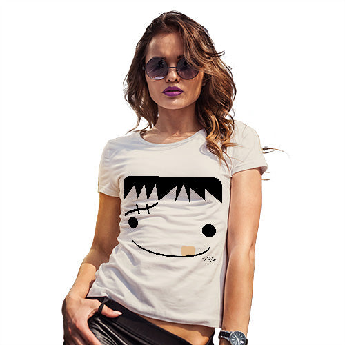 Womens Novelty T Shirt Christmas Frankenstein's Monster Face Women's T-Shirt Large Natural