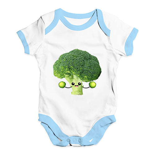 Baby Onesies Cute Cheerleader Brocolli Baby Unisex Baby Grow Bodysuit 3 - 6 Months White Blue Trim