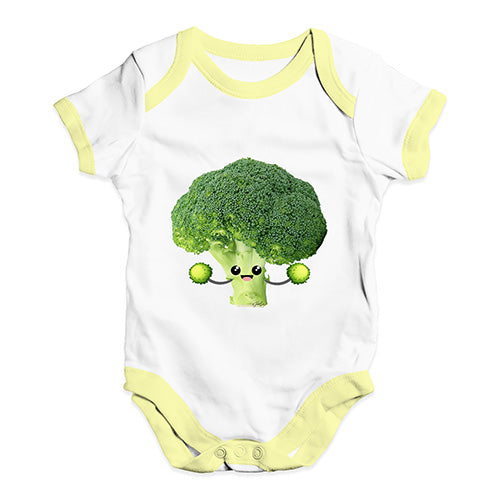 Babygrow Baby Romper Cute Cheerleader Brocolli Baby Unisex Baby Grow Bodysuit 18 - 24 Months White Yellow Trim