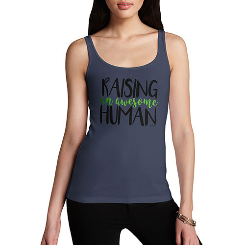 Funny Tank Top Raising An Awesome Human Women's Tank Top Medium Navy