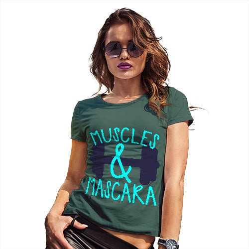 Womens Novelty T Shirt Christmas Muscles And Mascara Women's T-Shirt Small Bottle Green