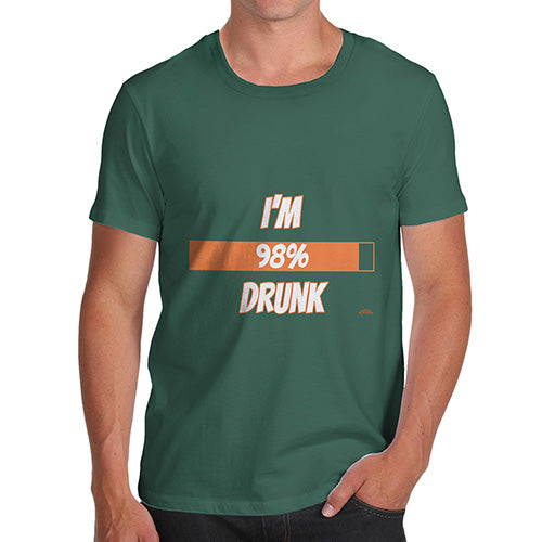 Funny Tee For Men I'm 98% Drunk Men's T-Shirt Large Bottle Green