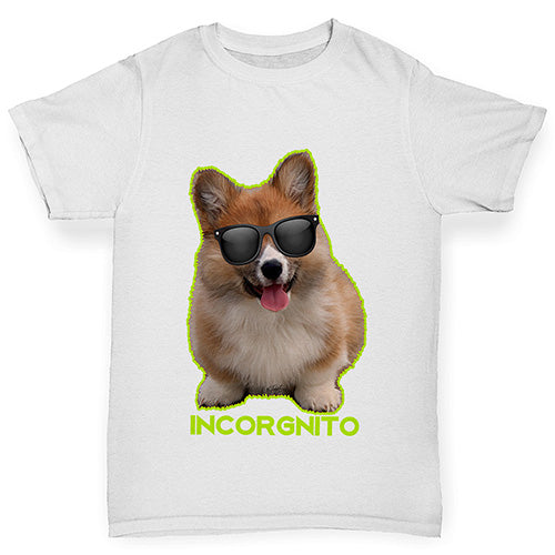 Girls novelty tees Incorgnito Corgi Girl's T-Shirt Age 9-11 White