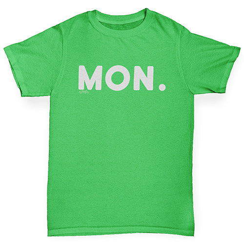 Novelty Tees For Girls MON Monday Girl's T-Shirt Age 12-14 Green