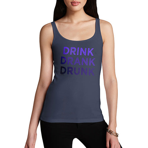 Novelty Tank Top Drink Drank Drunk Women's Tank Top Medium Navy