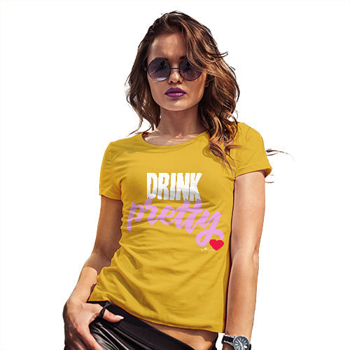 Novelty T Shirt Christmas Drink Pretty Women's T-Shirt X-Large Yellow