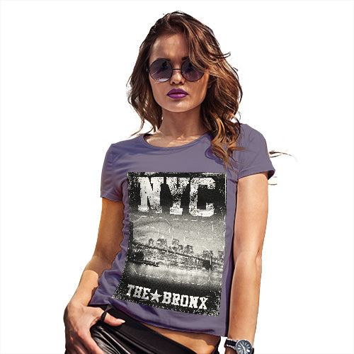 Womens Novelty T Shirt NYC 85 The Bronx Women's T-Shirt X-Large Plum