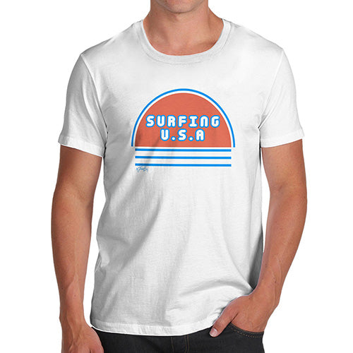 Mens Humor Novelty Graphic Sarcasm Funny T Shirt Surfing USA Men's T-Shirt Large White